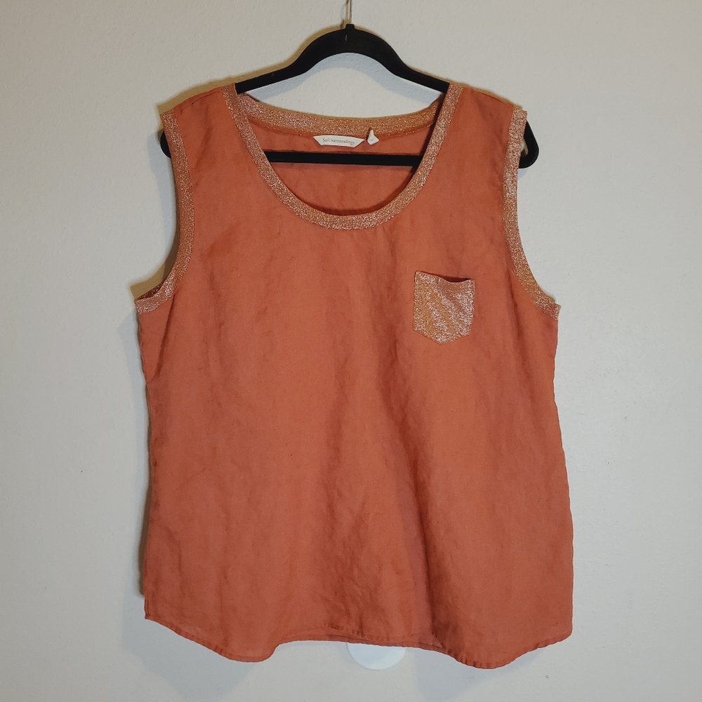 Soft surroundings Orange pullover linen sleeveless top